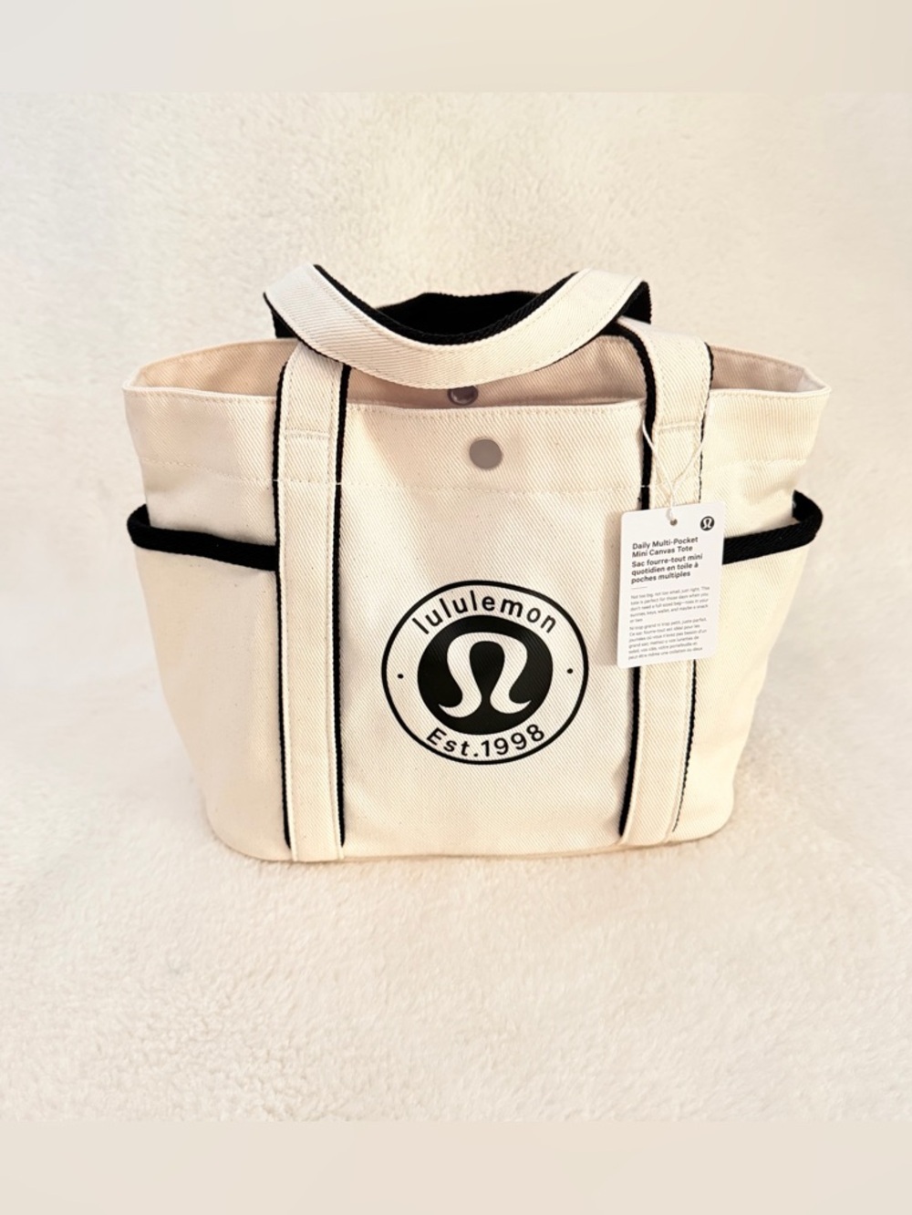 Lululemon Daily Multi-Pocket Mini Canvas Tote with Black Trim - Picture 2 of 13